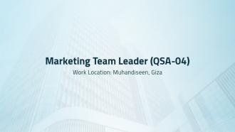 Marketing Team Leader ( QSA 04 )